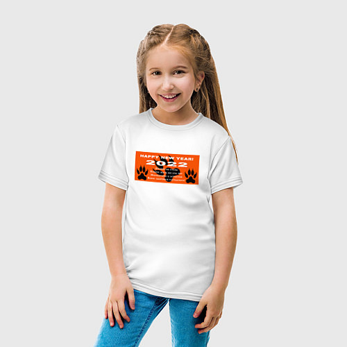 Детская футболка 2022-Поздравление с годом тигра / Белый – фото 4
