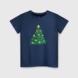 Футболка хлопковая детская Christmas Tree Made Of Green Cats, цвет: тёмно-синий
