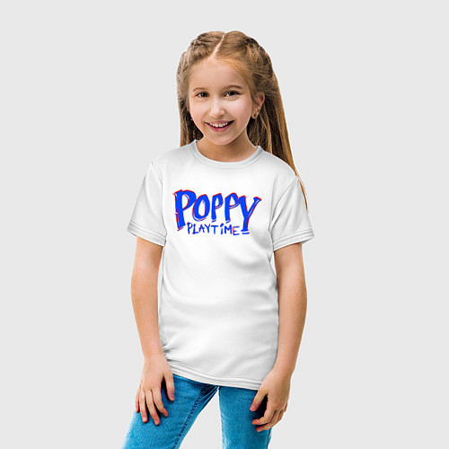 Детская футболка ЛОГОТИП POPPY PLAYTIME ИГРА / Белый – фото 4