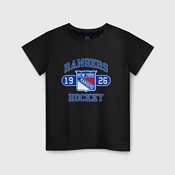 Футболка хлопковая детская Нью Йорк Рейнджерс, New York Rangers, цвет: черный