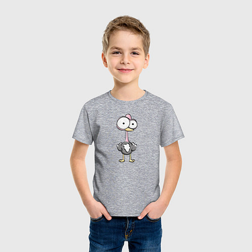 Детская футболка Страус большеглазый / Меланж – фото 3