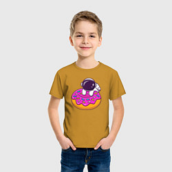 Футболка хлопковая детская Космический пончик, цвет: горчичный — фото 2