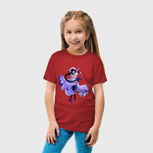 Детская футболка Шогун Райден в красивом платье Геншин / Красный – фото 4