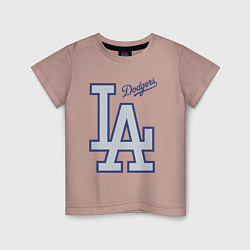 Футболка хлопковая детская Los Angeles Dodgers - baseball team, цвет: пыльно-розовый