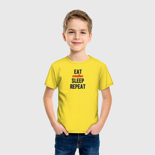Детская футболка Eat оливье Sleep Repeat / Желтый – фото 3