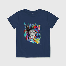 Детская футболка Лев в цветах и перьях