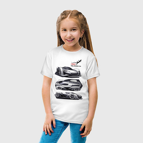 Детская футболка Audi motorsport concept sketch / Белый – фото 4