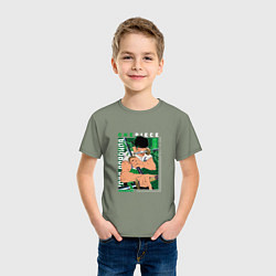 Футболка хлопковая детская Ван-Пис One Piece, Зоро Ророноа Zoro Roronoa с над, цвет: авокадо — фото 2