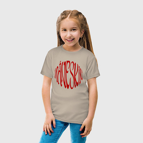 Детская футболка MANESJIN LOGO RED МАНЕСКИН / Миндальный – фото 4