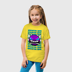 Футболка хлопковая детская GEOMETRY DASH ФИОЛЕТОВЫЙ ДЕМОН ГЕОМЕТРИЯ, цвет: желтый — фото 2