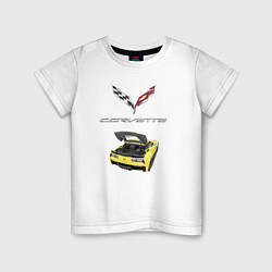 Футболка хлопковая детская Chevrolet Corvette - этим всё сказано!, цвет: белый