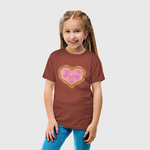 Детская футболка Я люблю тебя любить Признание-валентинка Золотой т / Кирпичный – фото 4