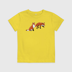 Детская футболка Акварельные лисы пара