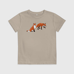 Детская футболка Акварельные лисы пара