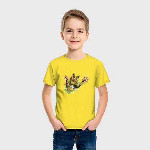 Детская футболка Котик нападает / Желтый – фото 3