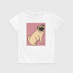 Детская футболка Мопс на пепельно-розовом серия третий