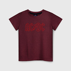 Футболка хлопковая детская ACDC - Logo, цвет: меланж-бордовый