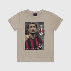 Футболка хлопковая детская Paolo Cesare Maldini - Milan, captain, цвет: миндальный