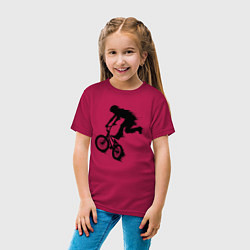 Футболка хлопковая детская ВЕЛОСПОРТ BMX Racing ВЕЛОСИПЕДИСТ, цвет: маджента — фото 2