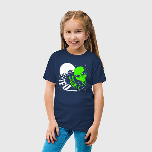 Детская футболка Привет от пришельца / Тёмно-синий – фото 4