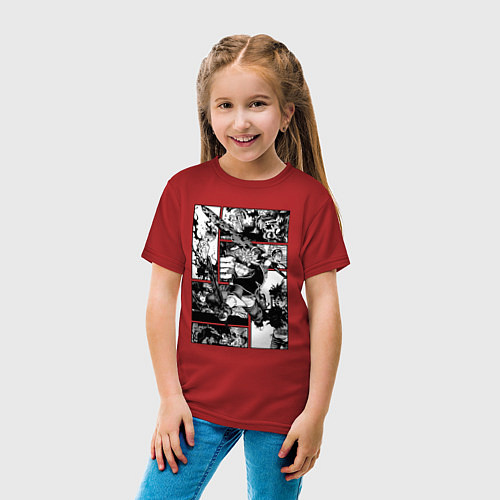 Детская футболка АСТА Черный Клевер Панели Манги / Красный – фото 4