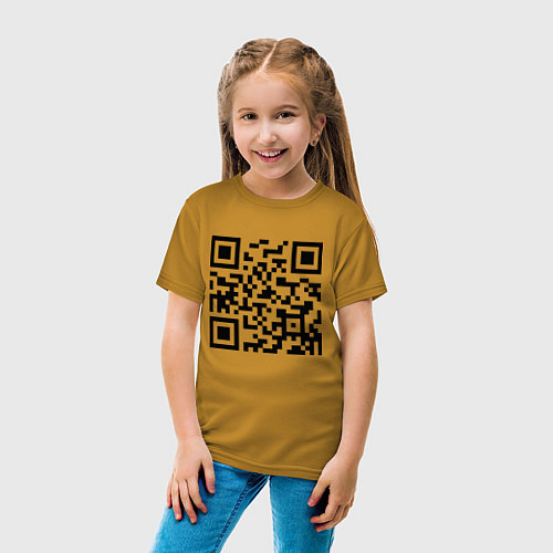 Детская футболка Хочу в тайгу - QR code / Горчичный – фото 4