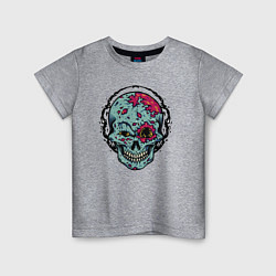 Футболка хлопковая детская Cool skull! Grin!, цвет: меланж