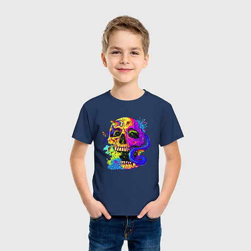 Детская футболка Art skull! / Тёмно-синий – фото 3