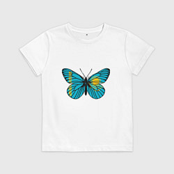 Футболка хлопковая детская Бабочка - Казахстан, цвет: белый