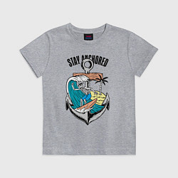 Футболка хлопковая детская Stay anchored!, цвет: меланж