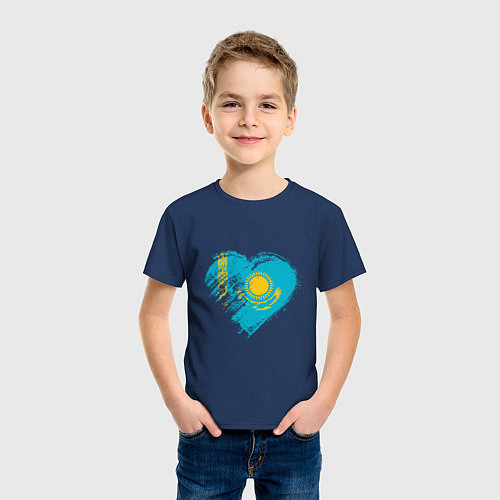 Детская футболка Сердечко Казахстана / Тёмно-синий – фото 3