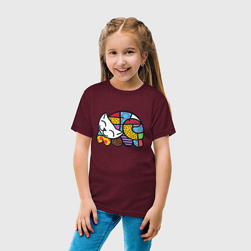 Детская футболка Котик Ромеро Бритто / Меланж-бордовый – фото 4