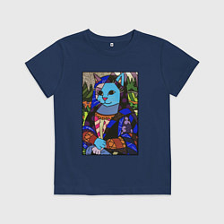 Футболка хлопковая детская Ромеро Бритто Mona Cat, цвет: тёмно-синий