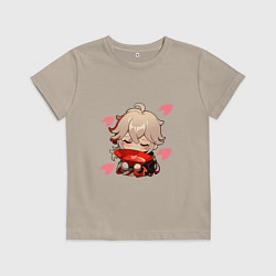 Детская футболка Маленький Казуха ест геншин импакт