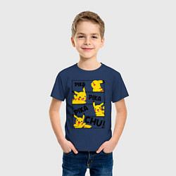 Футболка хлопковая детская Пика Пика Пикачу Pikachu, цвет: тёмно-синий — фото 2