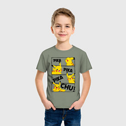 Футболка хлопковая детская Пика Пика Пикачу Pikachu, цвет: авокадо — фото 2