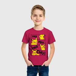Футболка хлопковая детская Пика Пика Пикачу Pikachu, цвет: маджента — фото 2
