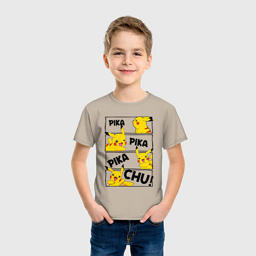 Детская футболка Пика Пика Пикачу Pikachu / Миндальный – фото 3