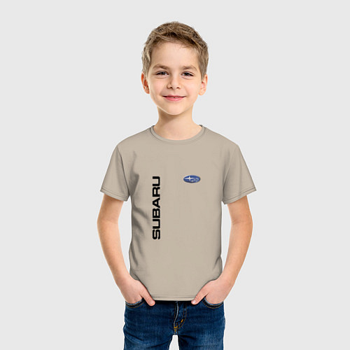 Детская футболка SUBARU авто супер / Миндальный – фото 3