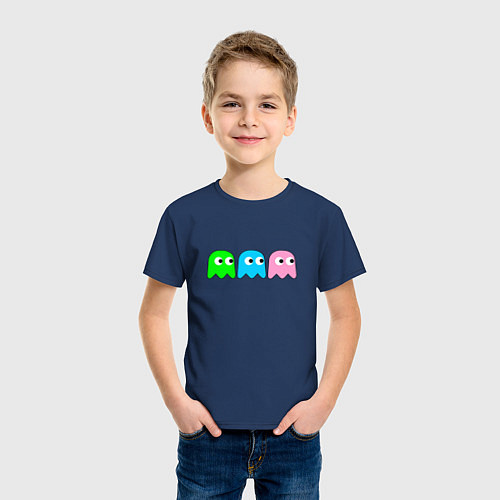 Детская футболка Pac man - play Для двоих / Тёмно-синий – фото 3