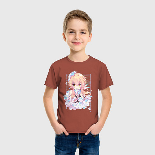 Детская футболка Люмин в цветах / Кирпичный – фото 3