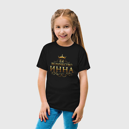 Детская футболка Её величество - ИННА / Черный – фото 4