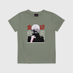 Футболка хлопковая детская Токийский гуль Tokyo Ghoul, Ken Kaneki Канеки Кен, цвет: авокадо