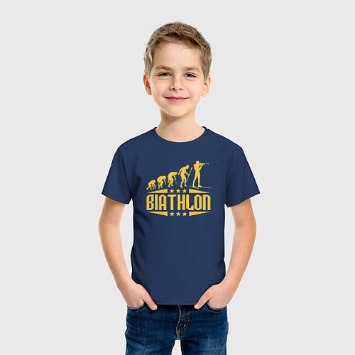 Детская футболка Биатлон эволюция / Тёмно-синий – фото 3