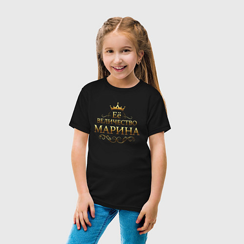 Детская футболка Её величество - МАРИНА / Черный – фото 4