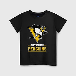 Футболка хлопковая детская Питтсбург Пингвинз , Pittsburgh Penguins, цвет: черный