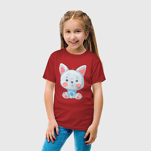 Детская футболка Милый волк / Красный – фото 4