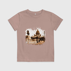 Футболка хлопковая детская Санкт-Петербург Ретро Питер, цвет: пыльно-розовый