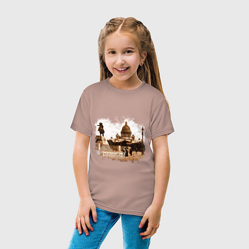 Детская футболка Санкт-Петербург Ретро Питер / Пыльно-розовый – фото 4