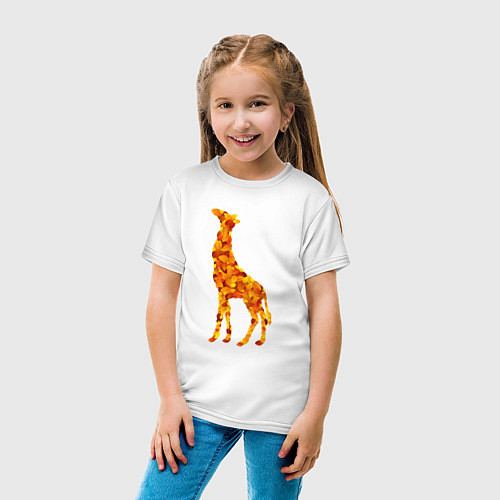 Детская футболка Лиственный жираф / Белый – фото 4
